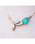 USA made Colombian Emerald necklace 1.66 carats sourced from Muzo mines; nature inspired design