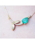 USA made Colombian Emerald necklace 1.66 carats sourced from Muzo mines; nature inspired design