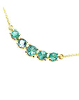 Genuine Emerald Necklace Medium Sparkling Round cut 14K Yellow Gold