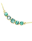 Genuine Emerald Necklace Medium Sparkling Round cut 14K Yellow Gold