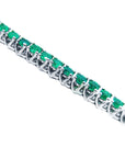 Emerald tennis bracelet round cut Muzo Colombian emeralds 14k white gold