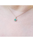 Colombian Round cut Emerald 0.22 Carats Minimalist Necklace 14K Yellow Gold