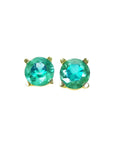 Pair of natural colombian emerald stud earrings made of 14k gold and push backs.