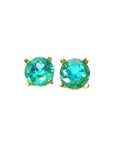 Pair of natural colombian emerald stud earrings made of 14k gold and push backs.