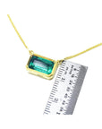 Ladies Genuine Emerald necklace for sale east-west orientation handcrafted in 18k yellow gold