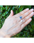 1.76 ct. Natural Sapphire Cluster Necklace Pendant and Dangling Pearl in 14K White Gold