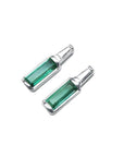 2.00 ct. natural baguette emerald stud earrings in 14k white gold with sparkling medium green emeralds.