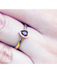 Teardrop Natural Ruby Solitaire Woman's Ring July's Birthstone 14K Yellow Gold