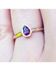 Teardrop Natural Ruby Solitaire Woman's Ring July's Birthstone 14K Yellow Gold