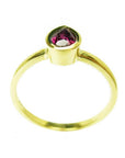 14K yellow gold teardrop natural ruby solitaire ring, July's birthstone.