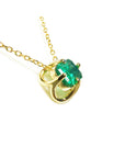 Tulip emerald necklace square emeral-cut from Muzo Colombian mines prong set in 14k yellow gold
