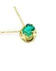 May's birthstone necklace with natural emerald square emeral-cut from Muzo Colombian mines prong set in 14k yellow gold