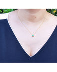 Mother's Day emerald necklace tulip design square emeral-cut from Muzo Colombian mines prong set in 14k yellow gold