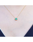 May birthstone solitaire natural emerald-cut emerald necklace slider tulip design