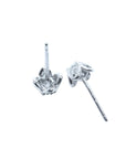 14K white gold tulip natural diamond stud earrings with round-cut diamonds and accent diamond petals.