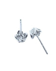 14K white gold tulip natural diamond stud earrings with round-cut diamonds and accent diamond petals.