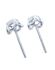 14k white gold of natural diamond tulip stud earrings, downside view profile.