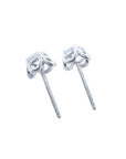 White gold tulip stud earrings with round natural diamonds, four-prong setting.