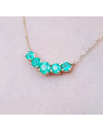 Five Stone 2.28 ct. Muzo Colombian Emeralds Necklace 14K Yellow Gold