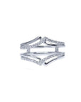 14K white gold diamond ring guard enhancer with double rows of natural diamonds.