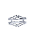 14K white gold diamond ring guard enhancer with double rows of natural diamonds.