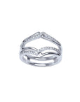 14K white gold diamond ring guard enhancer with double rows of natural diamonds.