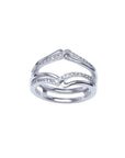 14K white gold diamond ring guard enhancer with double rows of natural diamonds.