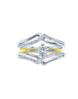 Two intertwined rings, a diamond ring guard enhancer wrapper 14k white gold