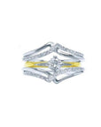 Two intertwined rings, a diamond ring guard enhancer wrapper 14k white gold
