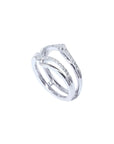 14K white gold diamond ring guard enhancer with double rows of natural diamonds.