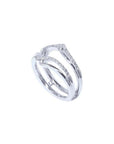 14K white gold diamond ring guard enhancer with double rows of natural diamonds.