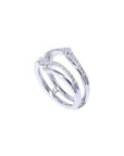 14K white gold diamond ring guard enhancer with double rows of natural diamonds.