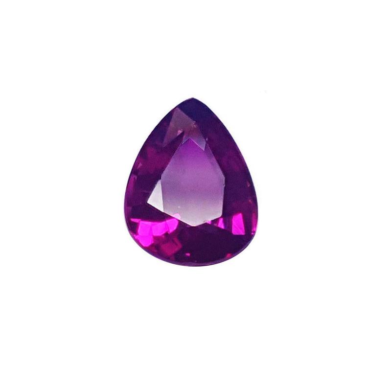 Natural loose ruby pear shaped high quality 1.00 Carat, front tall side table and crown view