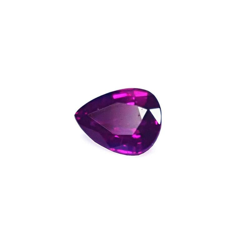 Natural loose ruby pear shaped high quality 1.00 Carat, left side table and crown view