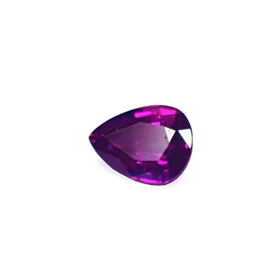 1.00 carat natural pear-shaped ruby gemstone with deep red color and brilliant facets.