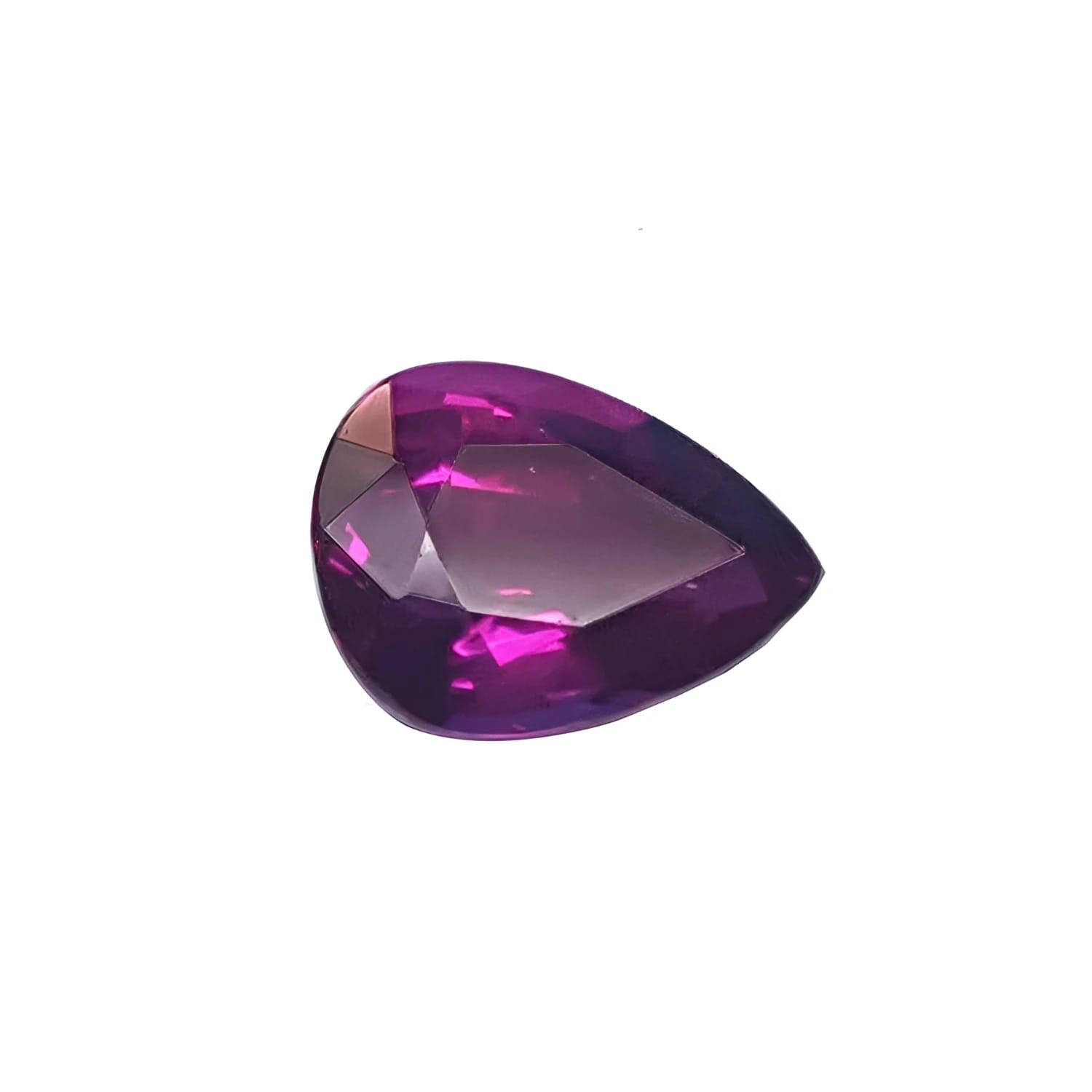 1.00 carat natural loose ruby, pear-shaped, deep red with vibrant facets.