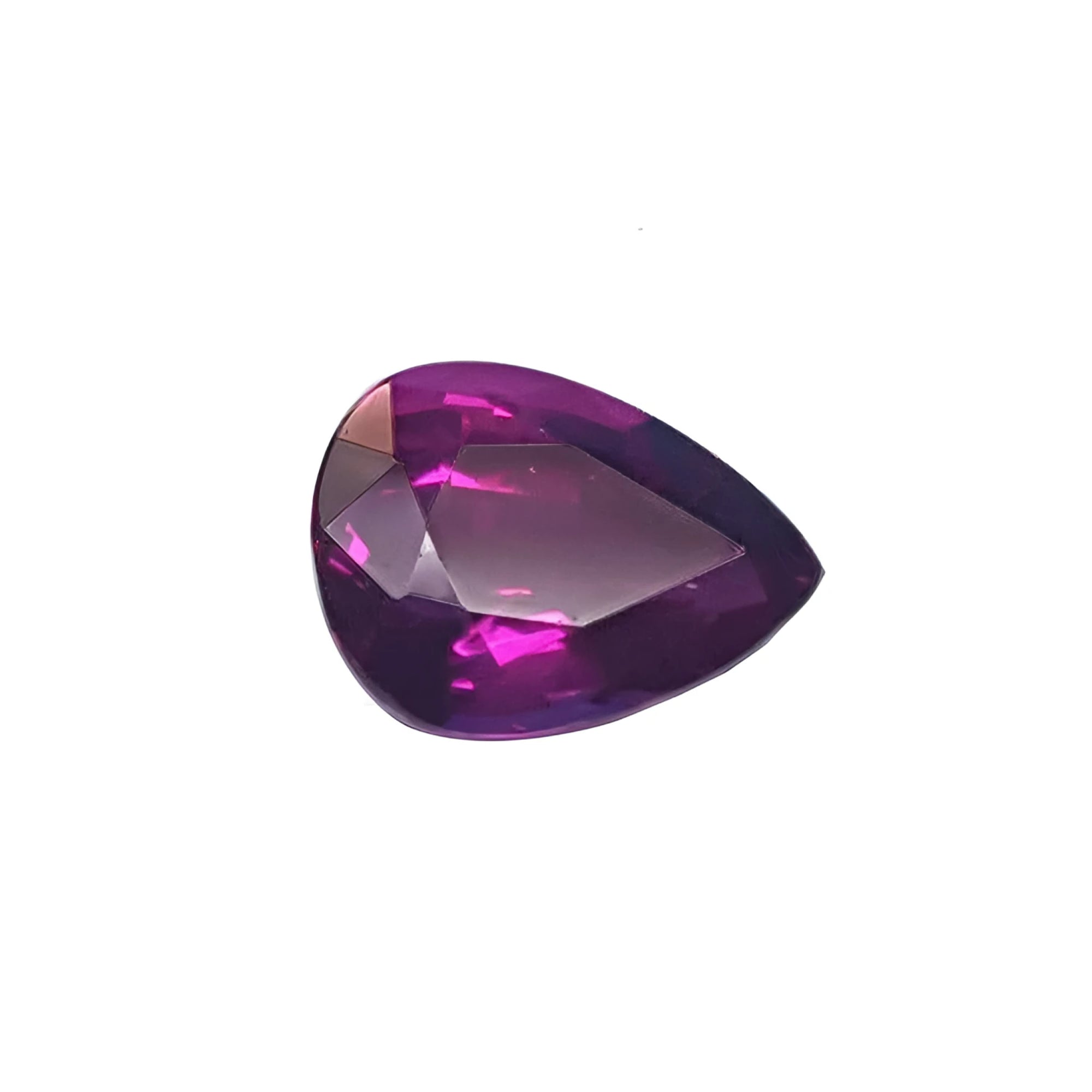 1.00 carat natural loose ruby, pear-shaped, deep red with vibrant facets.