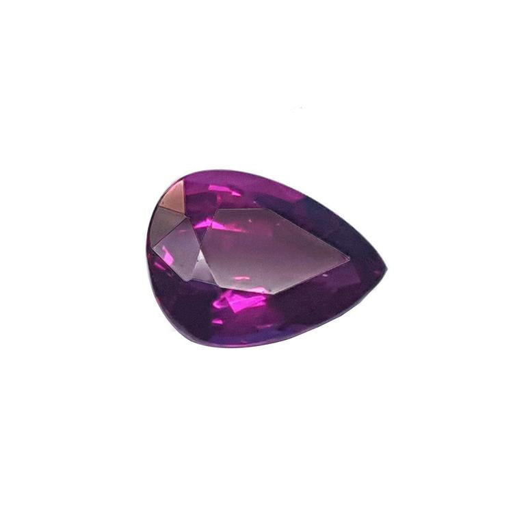 1.00 carat natural loose ruby, pear-shaped, deep red with vibrant facets.