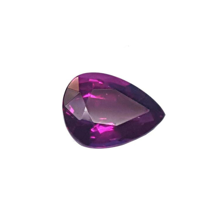1.00 carat natural loose ruby, pear-shaped, deep red with vibrant facets.