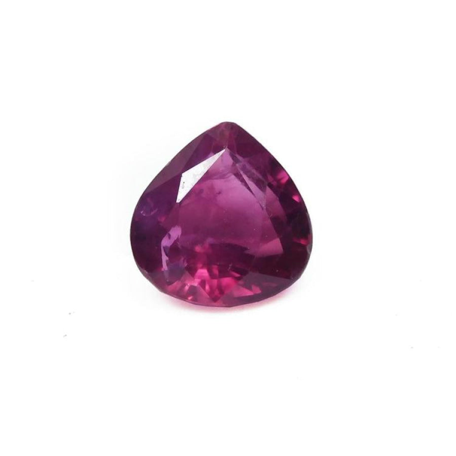 1.19 carat pear cut natural ruby gemstone with sparkling red color and eye-clean clarity.