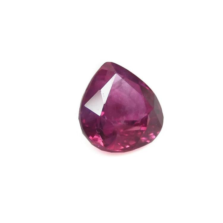 Pear cut natural ruby loose gemstone 1.19 carat, left side table and crown visibles