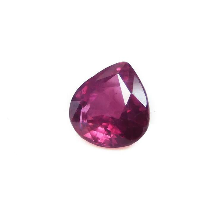 Pear cut natural ruby loose gemstone 1.19 carat, right side table and crown visibles