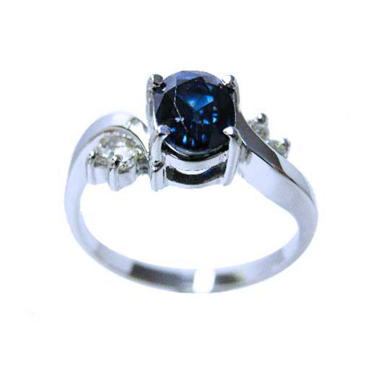 Bridal's blue sapphire engagement ring sparkling rich deep blue hue natural accent diamonds crafted in 14k white gold