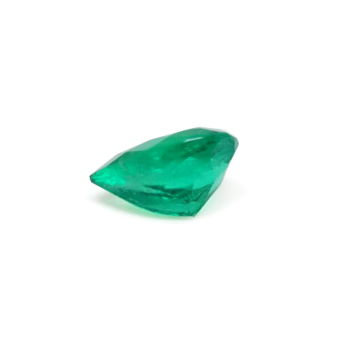 1.44 carat natural pear-cut Colombian emerald with a vibrant medium-deep green hue.