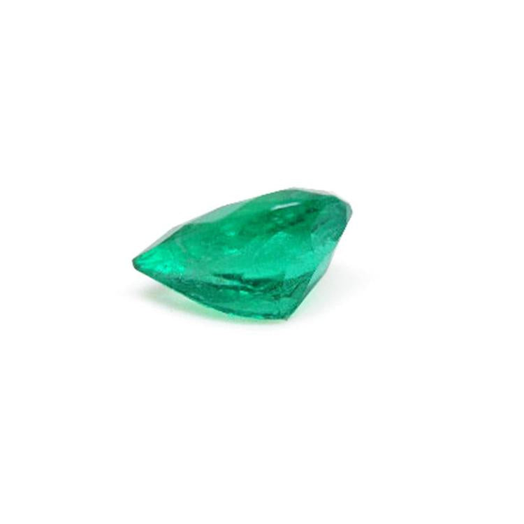 Natural colombian emerald pear cut, underside girdle and pavilion view