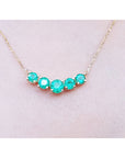 Five Stone 2.28 ct. Muzo Colombian Emeralds Necklace 14K Yellow Gold