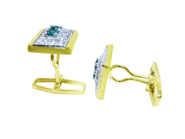Real Colombian emerald cufflinks for man
