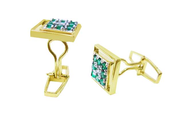 Emerald and diamond cufflinks for men