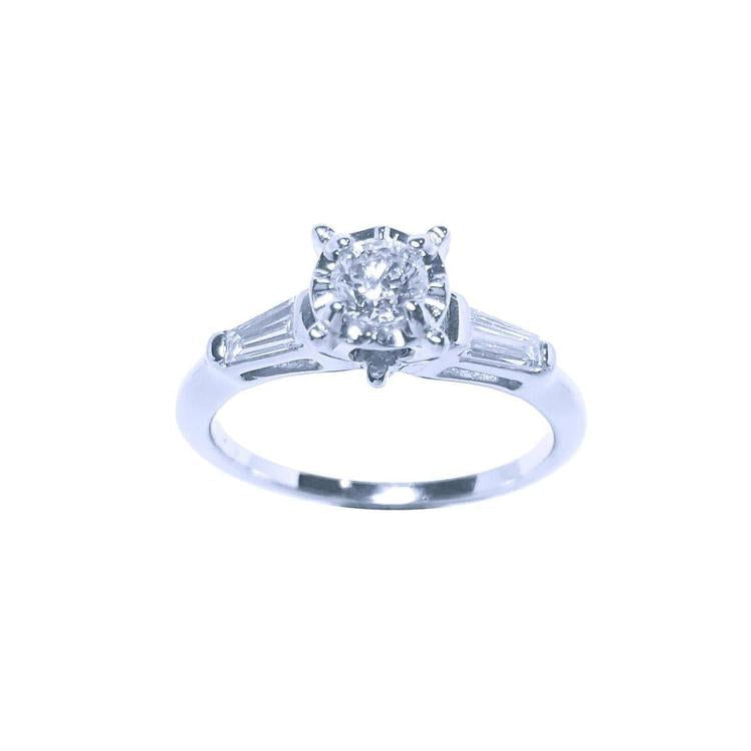 Affordable diamond engagement ring side tapper baguette