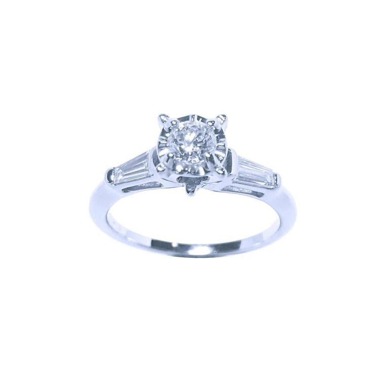 Affordable diamond engagement ring side tapper baguette
